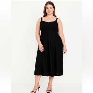 Sleeveless black linen dress